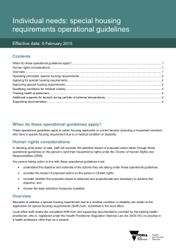 Special housing requirements operational guidelines