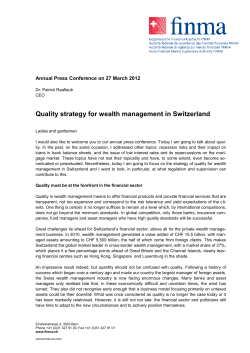 Quality strategy for wealth management in Switzerland