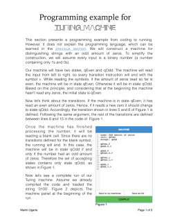 Programming example for TURING MACHINE