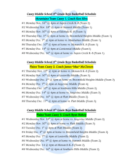 Casey Middle School 8th Grade Boys Basketball Schedule