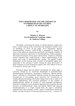 Post-Modernism and the Theory of Interdisciplinary Studies