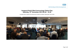 Inaugural North West Immunology Patient Day Saturday 15