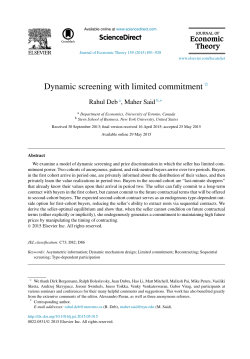 Dynamic screening with limited commitment
