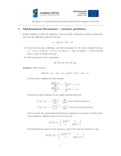 1 Mathematical Economics revision problems - E-SGH