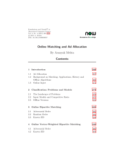 Online Matching and Ad Allocation Contents