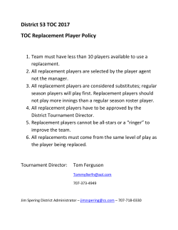 District 53 TOC 2017 TOC Replacement Player Policy