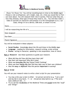 Middle Ages Role Play Project