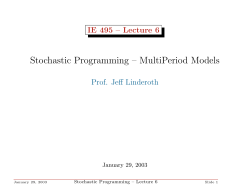 Stochastic Programming &ndash; MultiPeriod Models