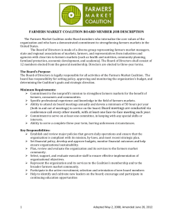 FARMERS MARKET COALITION BOARD MEMBER JOB