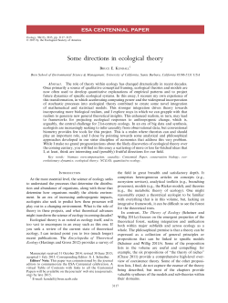 Some directions in ecological theory
