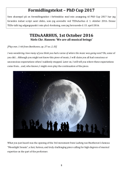 Formidlingstekst &ndash; PhD Cup 2017 TEDxAARHUS, 1st October 2016