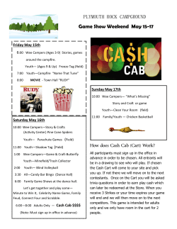 PLYMOUTH ROCK CAMPGROUND Game Show Weekend May 15-17
