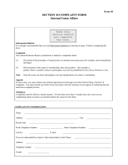 Internal Union Affairs Complaint Form (Section 10)