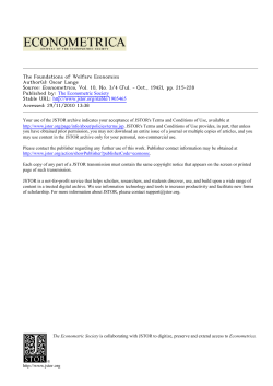 The Foundations of Welfare Economics