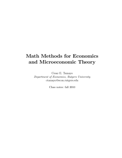 Math Methods for Econ and Micro Theory