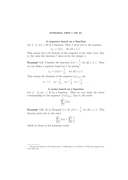 A sequence based on a function Let f : [1,&infin;) &rarr; R be a function