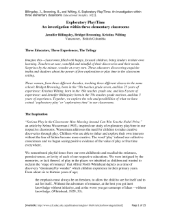 Exploratory Play/Time An investigation within three elementary