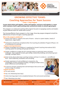 GROWING EFFECTIVE TEAMS: Coaching Approaches for Team