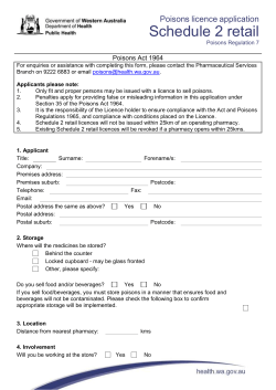 Poison Licence Application Form Schedule 2 Retail