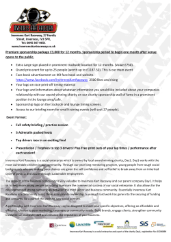 Premium sponsorship package £3,000 for 12 months. Sponsorship