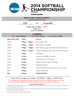 Pre-Game Timing Sheet