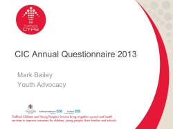 CIC Annual Questionnaire 2013 V2 - Trafford Children in Care Council