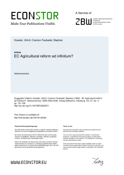 EC Agricultural reform ad infinitum?