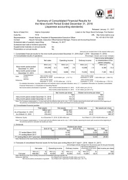Summary of Consolidated Financial Results for the Nine