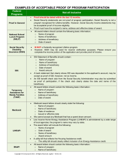 examples of acceptable proof of program participation