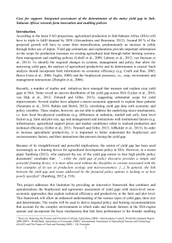 Case for support: Integrated assessment of the determinants of the