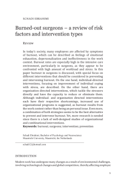 burned-out surgeons &ndash; a review of risk factors and intervention types