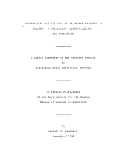 1ATHEMATICAL PUZZLES FOR THE SECONDARY