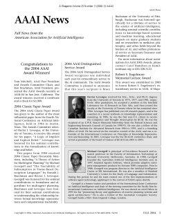 AAAI News - Association for the Advancement of Artificial Intelligence