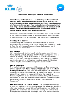 Use KLM on Messenger and win two tickets! Amstelveen, 30 March