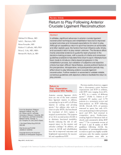Return to Play Following Anterior Cruciate Ligament Reconstruction