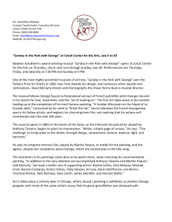 Press Release - Sunday in the Park with George at Cotuit Center for