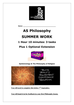 AS Philosophy SUMMER WORK - Long Road Sixth Form College