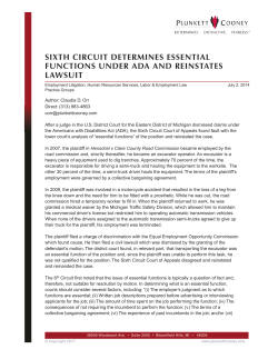 sixth circuit determines essential functions under