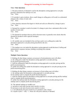 Managerial Accounting An Asian Perspective True / False Questions