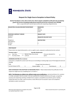 Single Source Exception Form - Minnesota State Colleges and