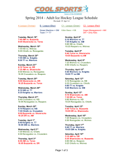 Adult league schedule, Nov 1st