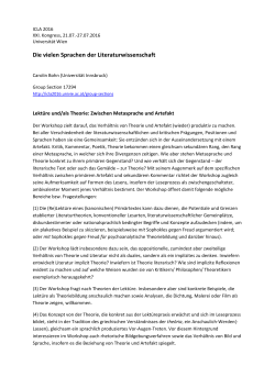 Die vielen Sprachen der Literaturwissenschaft