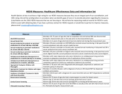 HEDIS Measures: Healthcare Effectiveness Data and Information Set
