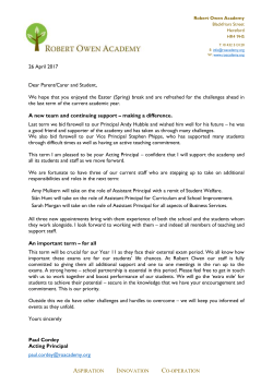 by Mr Paul Cordey, Executive Principal (acting)