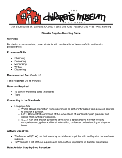 Disaster Supplies Matching Game Overview By playing a card