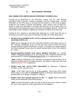 School Guidelines, 2015-2016 Multilingual Programs XI