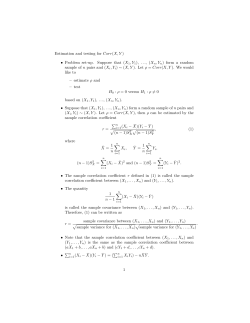 Estimation and testing for Corr(X, Y ) &bull; Problem set