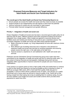 Possible Outcome measures and target indicators for Health