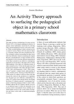 An Activity Theory approach to surfacing the pedagogical object in a