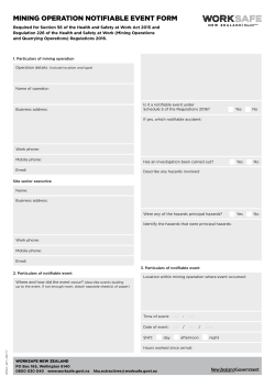 Form - Mining operation notifiable event